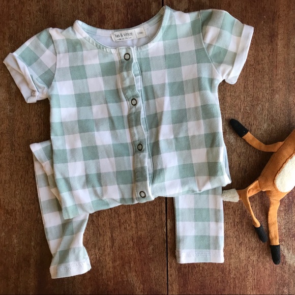 Fin & Vince Other - Fin & Vince Sage Check Romper 12/24 🌟HOST PICK🌟